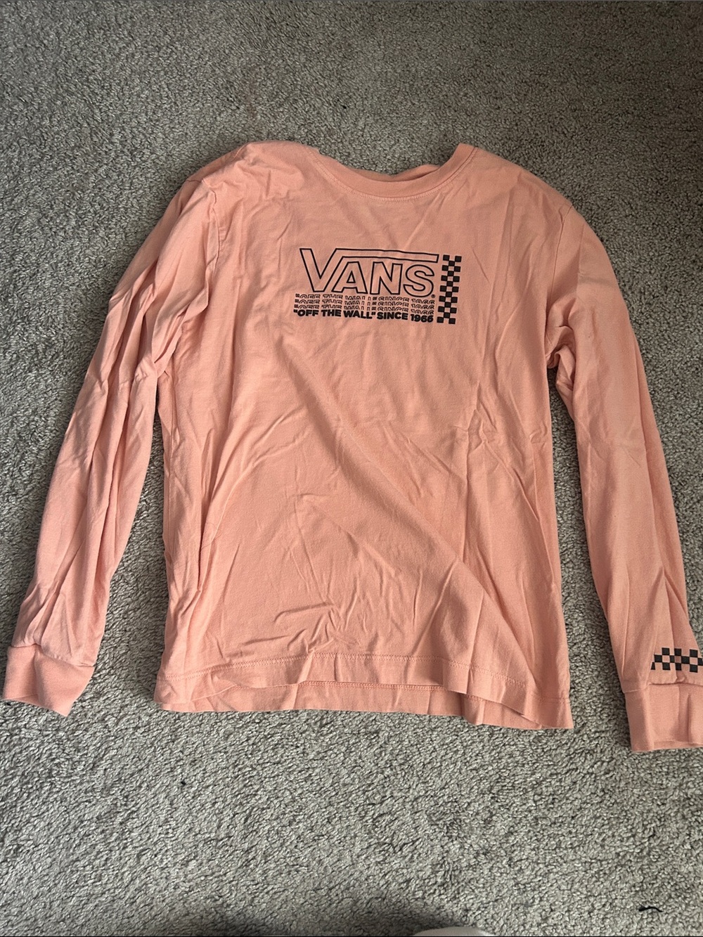 Vans Peach Long Sleeve Shirt with Checker Logo